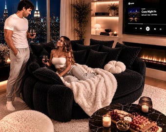 Oversized Cloud Sofa | Onyx | Plush Chenille Lounge Couch | Cozy Aesthetic Furniture | Lounge  Couch with Pillows | Bed/Couch Modern Decor