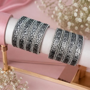 Oxidized Silver Bangles Set | Kids Women Traditional Ethnic Jewelry