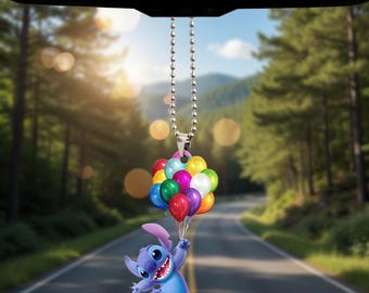 Disney Stitch Balloon Car Ornament, Stitch Car Hanging, Stitch Car Charm, Car Decoration, Stitch Gift, Lilo And Stitch Cartoon Ornament