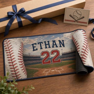Personalized Baseball Desk Mat Custom Name Number Mouse Pad Gift
