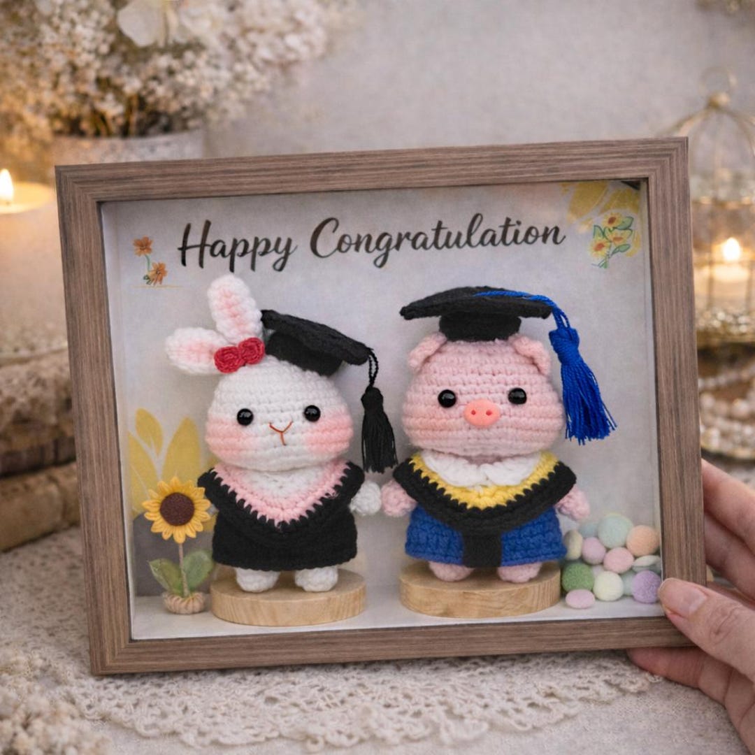 Custom Crochet Animal Graduation Frame: Personalized Keepsake Gift (8 ...