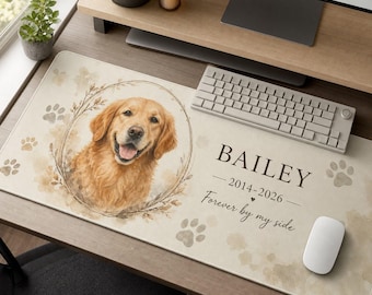 Custom Pet Portrait Desk Mat Personalized Memorial Mouse Pad Gift