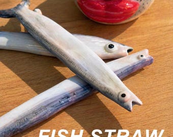 Handmade Ceramic Fish Straw, Cute Reusable Drink Straw, Whimsical Fish Tea Straw, Ceramic Drinkware Gift