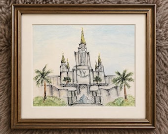 Custom Watercolor LDS Temple Painting – Personalized Temple Art, Wedding, Mission Gift