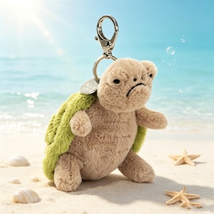 Jellycat Plush Turtle Keychain, Kawaii Tortoise Stuffed Animal Bag Charm for Backpack Decor