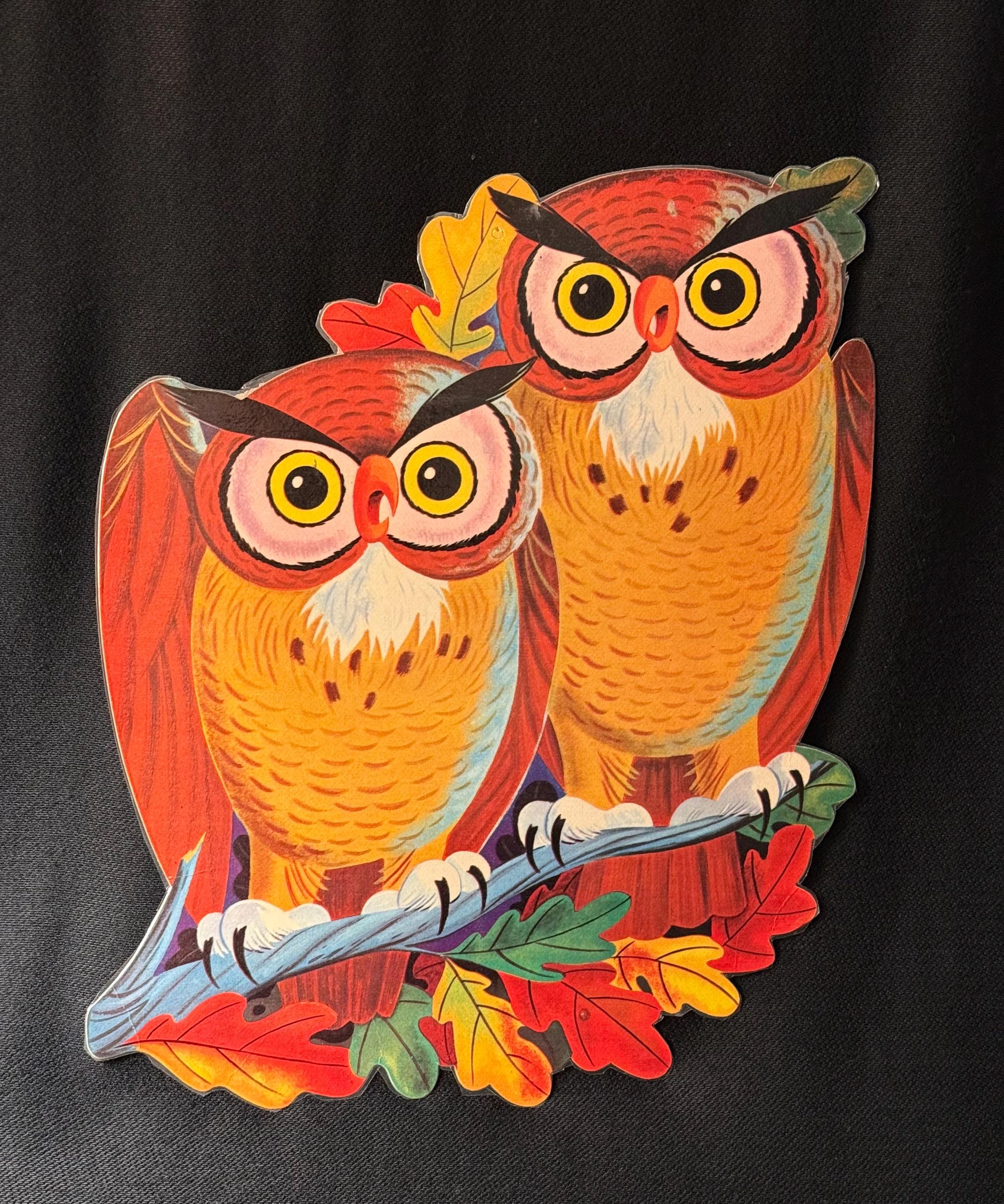 Vintage 1970s Fall Owl Die Cut Wall Decoration