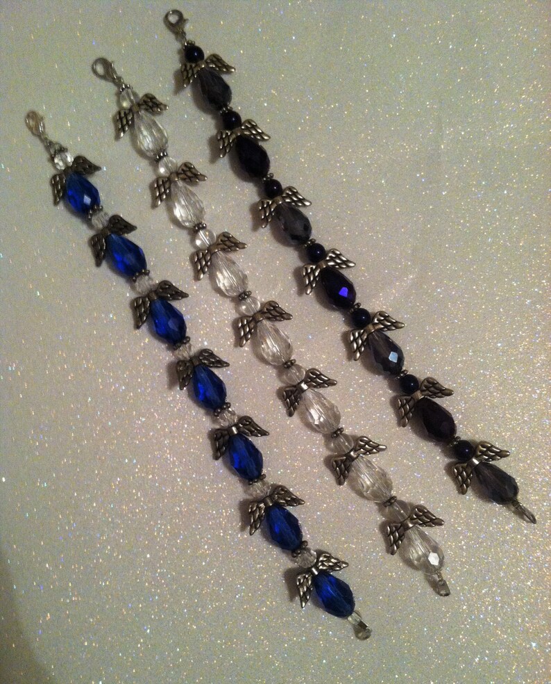 Large Wing Angel Beaded Sparkle Bracelet Blue Crystal Purple Ready to Ship Free Shipping