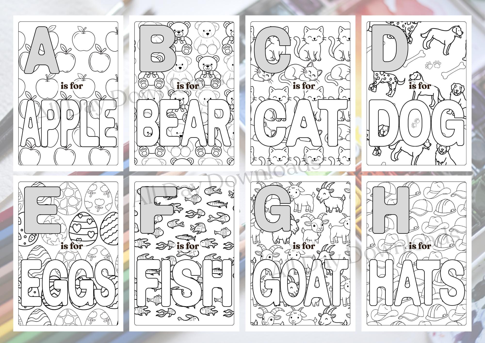 Alphabet Colouring Book | A4 Printable Pages (instant Download) - Etsy