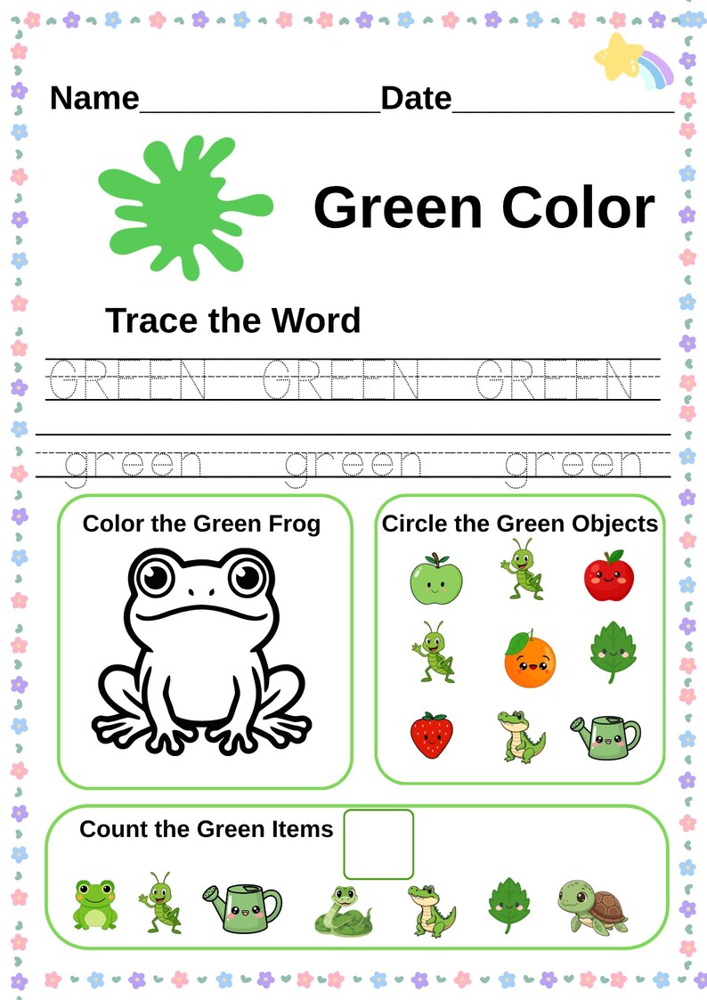 Build The Color Green Worksheet.pdf Color Worksheets for Preschool | Printable PDF | Kindergarten Learning ...