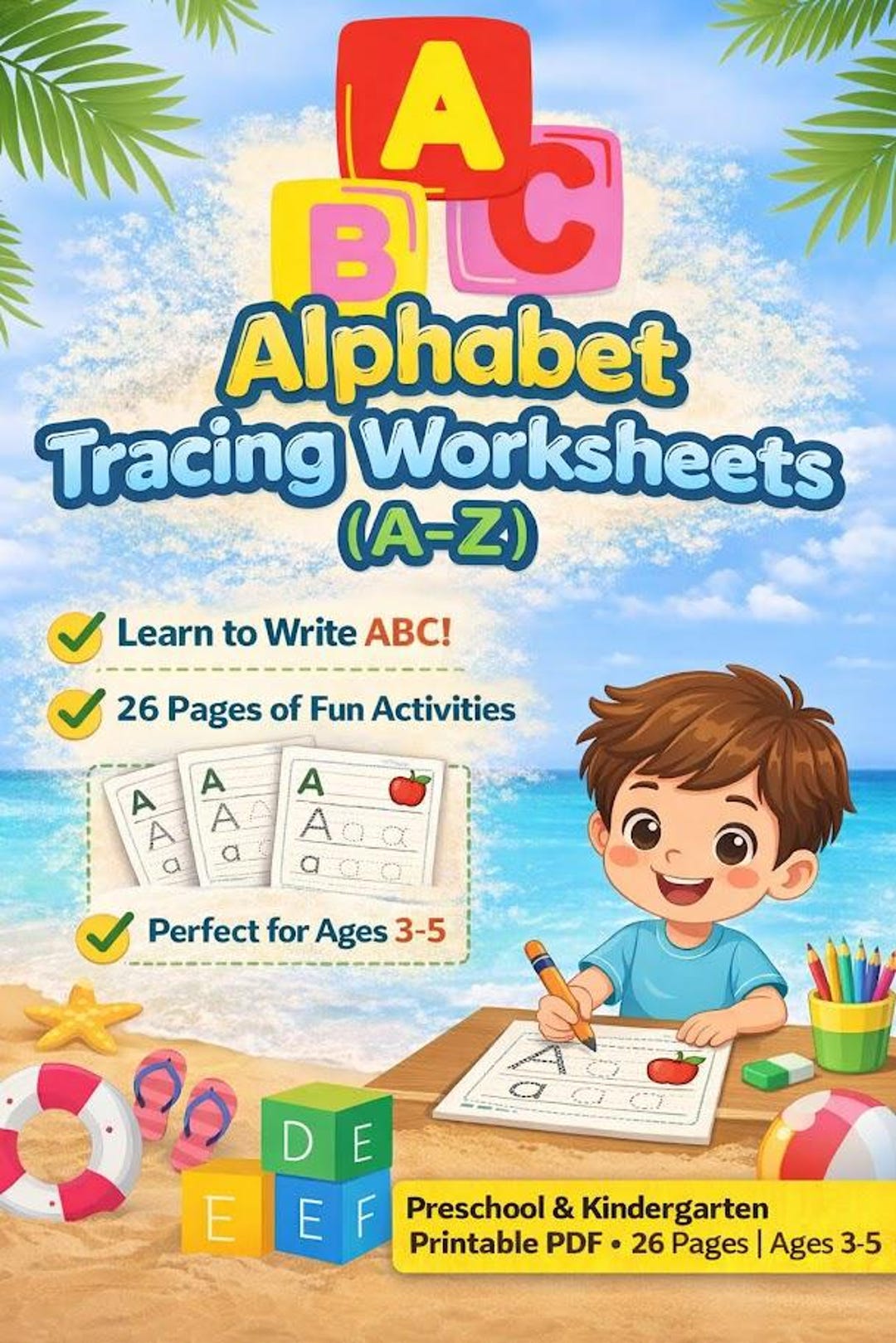Alphabet Tracing Worksheets A–Z for Kids | 26 Pages Printable PDF ...