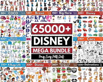 65000+ Disney Special Mega Bundle SVG PNG | Princess, Mickey Mouse, Pixar Clipart | Digital Download Sublimation Files | Cartoon Bundle