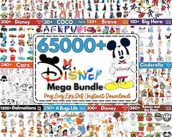 65000+ Disney Special Mega Bundle SVG PNG | Princess, Mickey Mouse, Pixar Clipart | Digital Download Sublimation Files | Cartoon Bundle