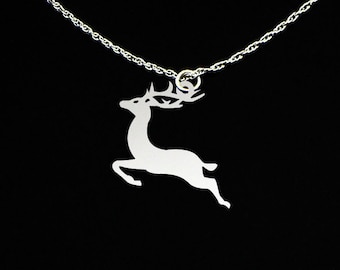 Stainless Steel Cute Reindeer Pendulum Curved Triangle Charm Pendant Necklace