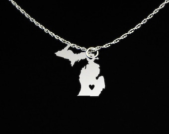 Michigan Necklace - Michigan Jewelry - Michigan Gift - Sterling Silver