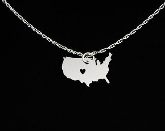 United States Necklace - United States Jewelry - USA Gift - United States Gift - USA Necklace - USA Jewelry - Sterling Silver