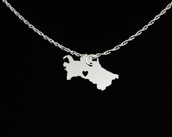 Turkmenistan Necklace - Turkmenistan Jewelry - Turkmenistan Gift - Sterling Silver