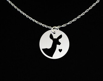 Deer Necklace Doe - Doe Necklace - Deer Jewelry - Deer Gift - Sterling Silver