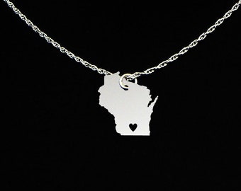 Wisconsin Necklace - Wisconsin Jewelry - Wisconsin Gift  - Sterling Silver