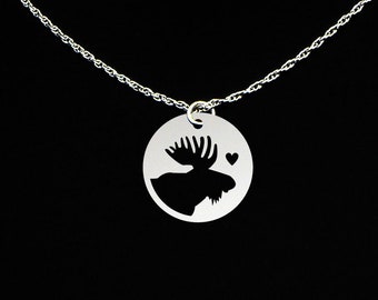 Moose Necklace - Moose Jewelry - Moose Gift - Sterling Silver