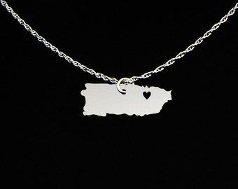 Puerto Rico Necklace - Puerto Rico Jewelry - Puerto Rico Gift - Sterling Silver