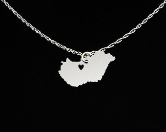 Hungary Necklace - Country Necklace - Hungary Gift - Hungary Jewelry - Sterling Silver