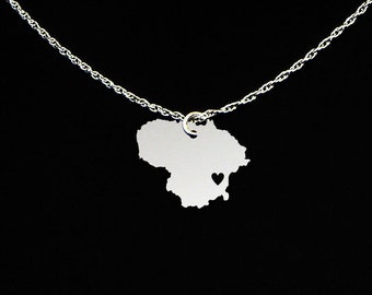 Lithuania Necklace - Country Necklace - Lithuania Jewelry - Lithuania Gift - Sterling Silver