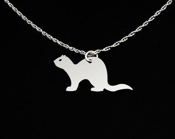 Ferret Necklace - Ferret Jewelry - Ferret Gift - Sterling Silver