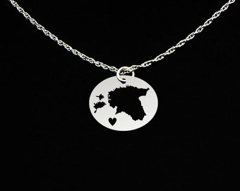 Estonia Necklace - Estonia Jewelry - Estonia Gift - Sterling Silver