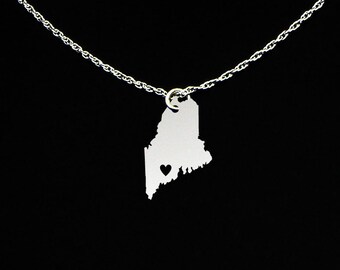 Maine Necklace - Maine Gifts - Maine Jewelry - Maine State Necklace - Sterling Silver