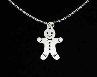 Gingerbread Man Necklace - Gingerbread Man Jewelry - Gingerbread Man Gift - Sterling Silver