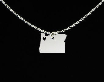 Oregon Necklace - Oregon Jewelry - Oregon Gift - Sterling Silver