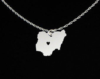 Nigeria Necklace - Nigeria Jewelry - Nigeria Gift - Sterling Silver