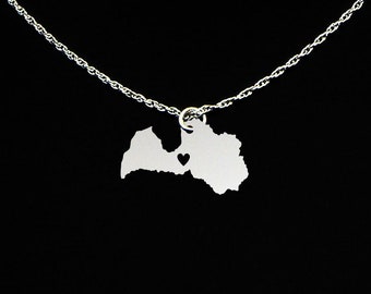 Latvia Necklace - Latvia Jewelry - Latvia Gift - Sterling Silver