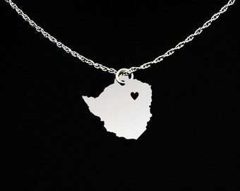 Zimbabwe Necklace - Zimbabwe Jewelry - Zimbabwe Gift - Sterling Silver