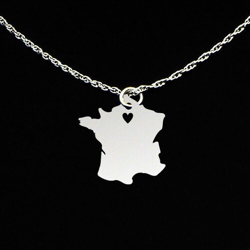 France Necklace France Gift France Jewelry Sterling Etsy
