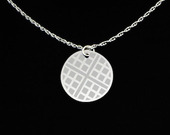 Waffle Necklace - Waffle Gift - Waffle Jewelry - Sterling Silver