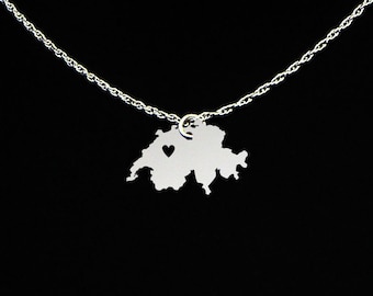 Switzerland Necklace - Switzerland Jewelry - Switzerland Gift - Sterling Silver