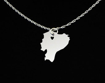 Ecuador Necklace - Country Necklace - Country Charm - Ecuador Gift - Ecuador Jewelry - Sterling Silver