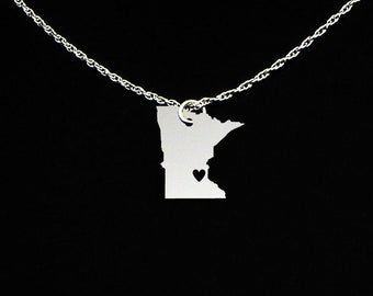 Minnesota Necklace - Minnesota Jewelry - Minnesota Gifts - Gift For Her - Gift For Girlfriend - Mother's Day Gift - Sterling Silver