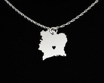 Cote d'Ivoire Necklace - Country Jewelry - Cote dIvoire Gift - Cote dIvoire Jewelry - Sterling Silver