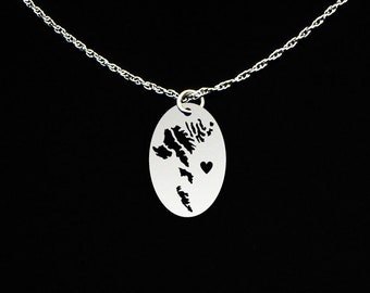 Faroe Islands Necklace - Faroe Islands Jewelry - Faroe Islands Gift - Sterling Silver