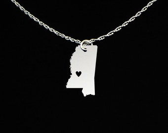 Mississippi Necklace - Mississippi Jewelry - Mississippi Gift - Sterling Silver