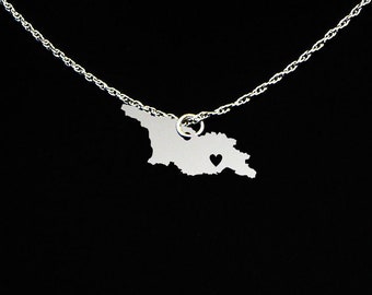 Georgia Country Necklace - Georgia Jewelry - Georgia Gift - Sterling Silver