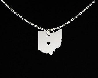 Ohio Necklace - State Necklace - State Jewelry - Ohio State - Ohio Gift - Ohio Jewelry - Sterling Silver