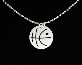 Basketball Necklace - Basketball Jewelry - Basketball Gift - Sterling Silver