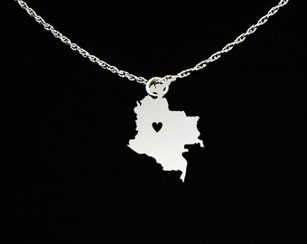 Colombia Necklace - Colombia Jewelry - Colombia Gift - Sterling Silver