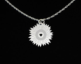 Sunflower Necklace - Sunflower Jewelry - Sunflower Gift - Sterling Silver