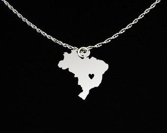 Brazil Necklace - Brazil Jewelry - Brazil Gift - Sterling Silver