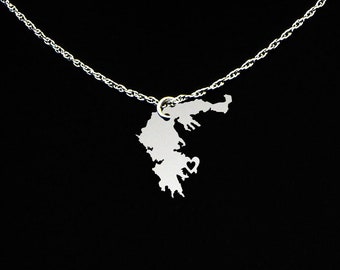 Greece Necklace - Country Necklace - Greece Jewelry - Greece Gift - Sterling Silver