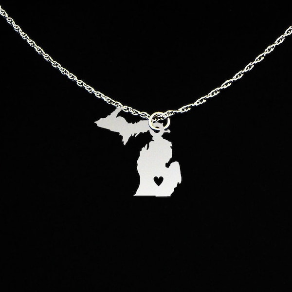 Michigan Necklace - Michigan Jewelry - Michigan Gift - Sterling Silver